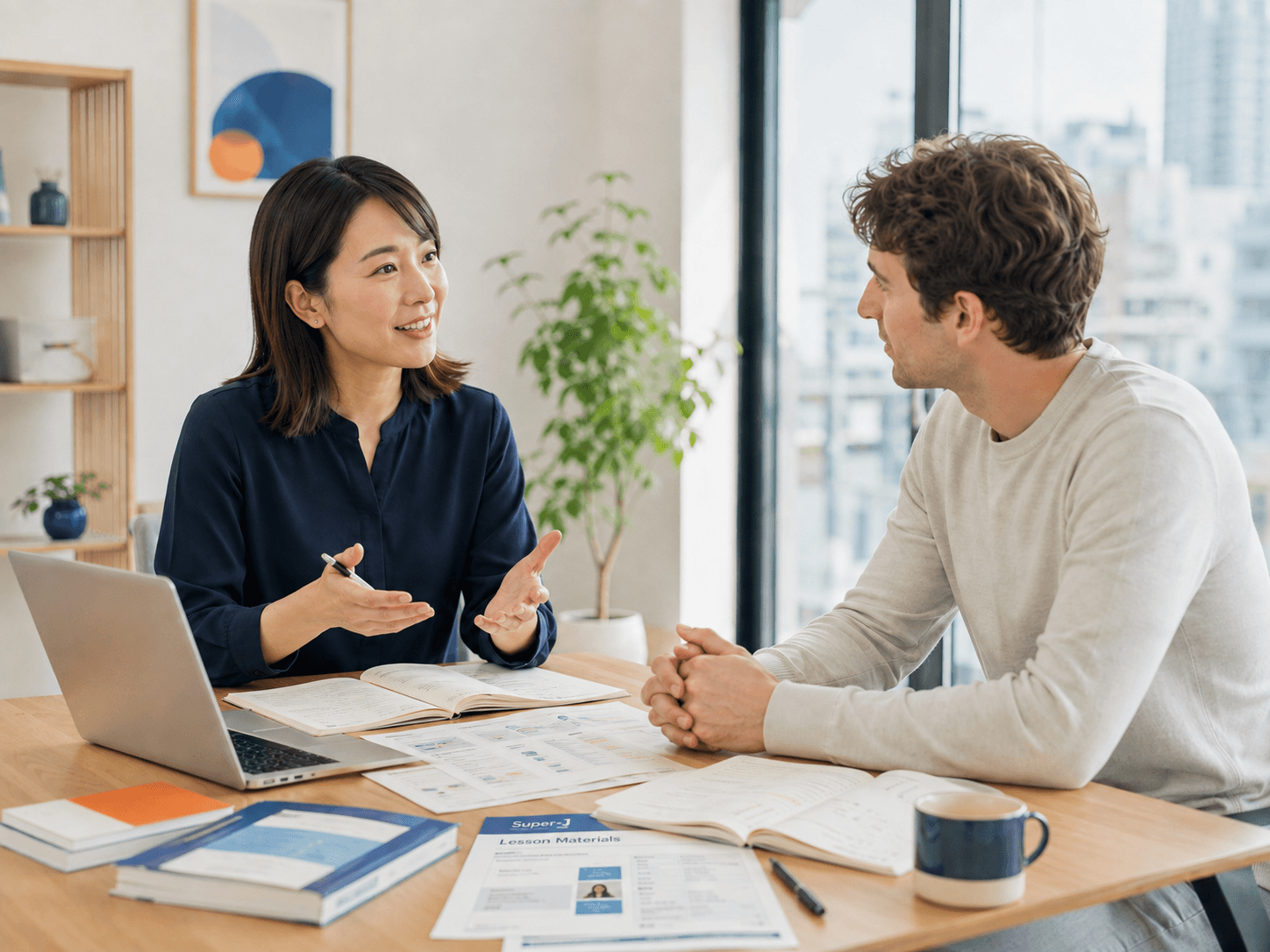 日本語と日本文化を学習者と分かち合うイメージ